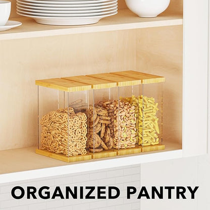 SpaceAid Bamboo Food Storage Container - Airtight Cereal Containers with Lids, Kitchen Cereal Canisters Pantry Organizers and Storage for Rice, Flour, Coffee, Snack, Small 1 Pack