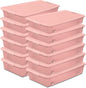 Sterilite 12 Pack Wheeled Under Bed Storage Container, 56 Qt Plastic Bin w/Latching Lid for Organization - Clothes & Shoes Organizer, Pearl Blush Tint
