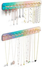 NiHome Wall Mount Acrylic Jewelry Organizer 2-Pack, Durable Sleek Rack Strong Carbon Steel Hooks for Dressing Table, Bathroom, Kitchen, Hassle-Free Installation Multiple Mounting Options (Iridescent)