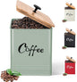 Coffee Canister,Airtight 40 oz Large Iron Black Storage Container for Coffee Grounds, Beans, Pods & More,Accessories & Gifts (Saga Green)