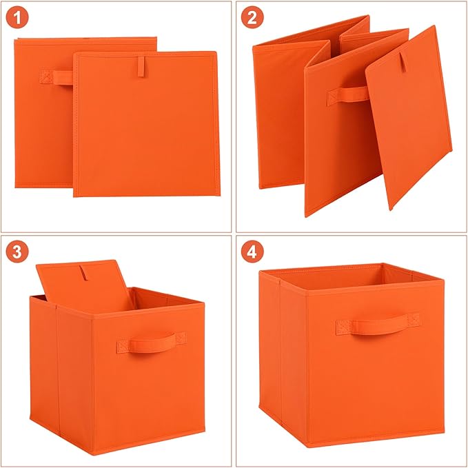 Stero Fabric Storage Bins 6 Pack Fun Colored Durable Storage Cubes with Fabric Handles Foldable Cube Baskets for Home, Kids Room, Closet and Toys Organization Multi Colors-2