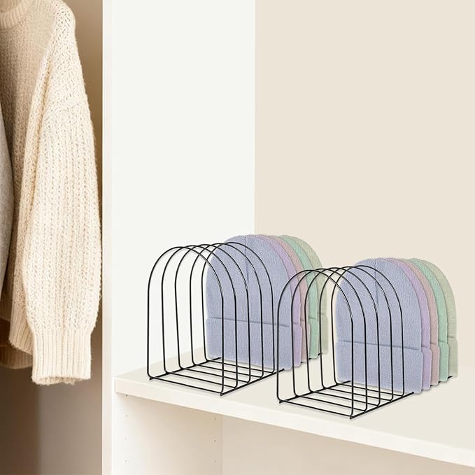 2 Pcs Beanie Holder Organizer, Metal Beanie Hat Display Stand, Knitted Hat Storage Rack Display Stand, Metal Cap Holder for Winter Cap Display, Suitable for Entrance, Bedroom, Office and Other Places