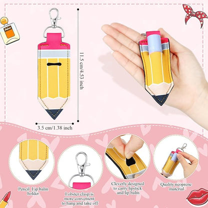Abbylike Lipstick Holder Keychain Lip Balm Lipstick Keychain Hold Bulk portable Lip Balm Bag with Hook for Women Teacher Gift