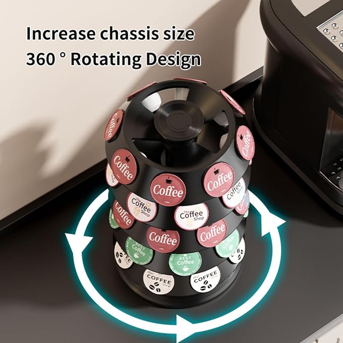 K Cup Holder, Coffee Pod Holder for Keurig - 40 Capsule Spinning Organizer with 360° Turntable, Space Saving K Cup Storage for Kitchen Counter, Office & Coffee Bar