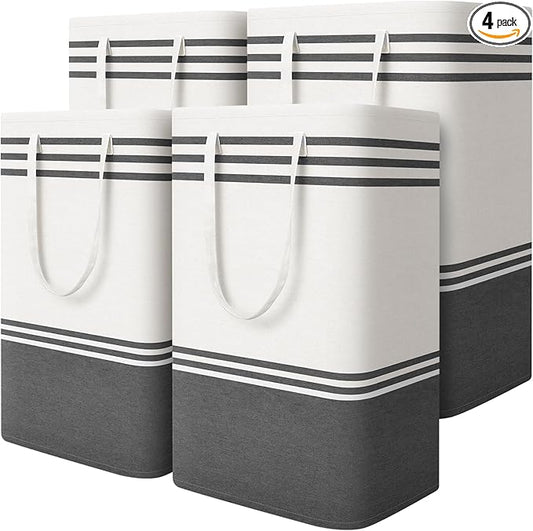 4 Pack Large Laundry Baskets, Laundry Hampers, Freestanding Waterproof Collapsible Clothes Bag with Extended & Reinforced Handles - Clothes Basket for Dorm, Bathroom, Home (75L)