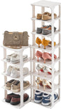 5 Tiers Vertical Shoe Rack, Narrow Free Standing Shoe Storage Organizer for Entryway and Small Closet, Stackable Shoe Holder Shelf Stability DIY, Beige