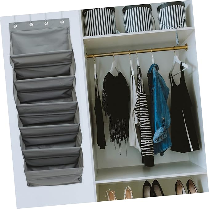 Happyyami 1Set Household Hanging Storage Organizer Pocket Bag for Shoes Multi Function Over The Door Storage for Living Bathroom Nursery Easy to Install