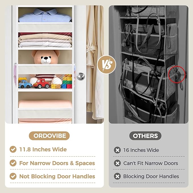 3-Pack Small Over the Door Hanging Organizer, 6 Clear Pockets and 6 Mesh Pockets, 11.8” Wide for Narrow Cabinet Doors, French Doors in the Bathroom, Closet, RV