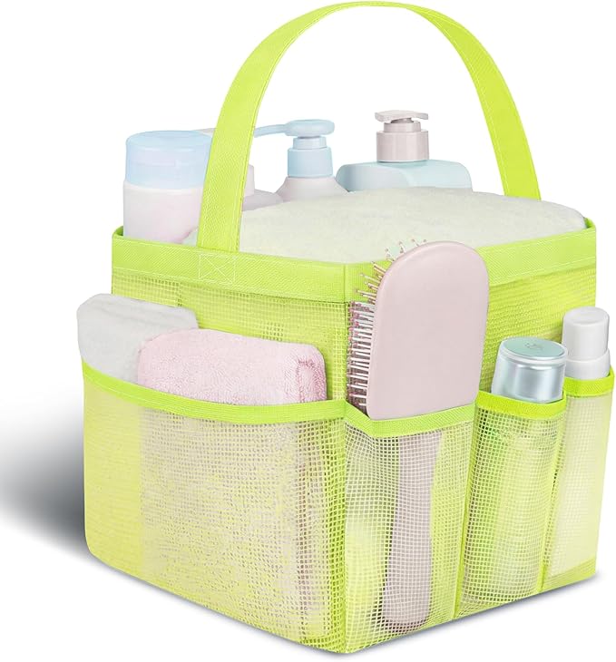 Attmu Mesh Shower Caddy Portable for College Dorm Room Camping Essentials, Shower Caddy Dorm with 9-Pockets, Large Capacity Hanging Basket Bathroom Bag for Toiletry, Swimming, Gym, Camp, Beach
