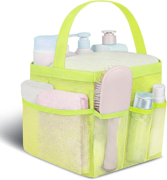 Attmu Mesh Shower Caddy Portable for College Dorm Room Camping Essentials, Shower Caddy Dorm with 9-Pockets, Large Capacity Hanging Basket Bathroom Bag for Toiletry, Swimming, Gym, Camp, Beach