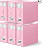 WOWBOX Sheet Organizers and Storage,Closet Bed Sheet Organizer Under Bed Storage and Organization with Label Cards & Clear Window for Bedding Sheets,Duvet Covers,Blankets (6 Pack，Pink)