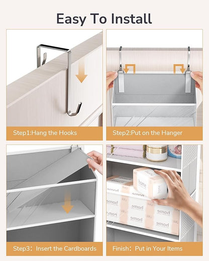 ULG 1-Pack Over Door Organizer with 5 Large Pockets 10 Mesh Side Pockets, 44 lbs Weight Capacity Hanging Storage Organizer with Clear Window for Bedroom Bathroom Kitchen, RV, Camper, Clear Grey