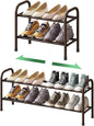 kiplant Expandable Shoe Rack, 2-Tier Shoe Shelf for Closet, Adjustable Length Shoe Shelf Storage Organizer, Standing Shoe Rack for Entryway