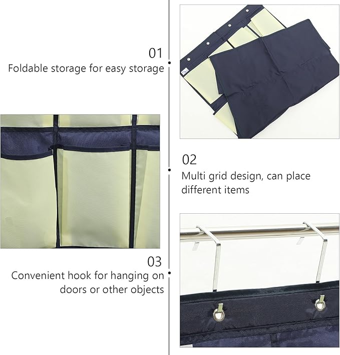 -the-door Hanging Shoe Organizer Bag with 16 Pockets Oxford Fabric Shoe Bag Pouch for Closet Door Storage Space-saving Hanging Holder for Home Organization