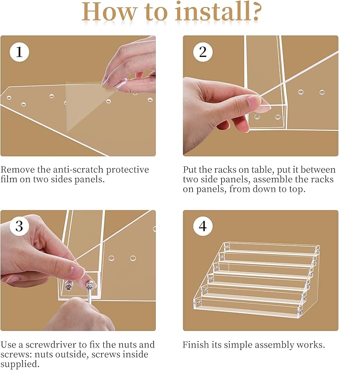 Benbilry 6 Tiers Acrylic Nail Polish Organizer 72 Bottles Essential Oil Stand Clear Holder Sunglasses Eyeglasses Display Makeup Organizer(6 Tiers)