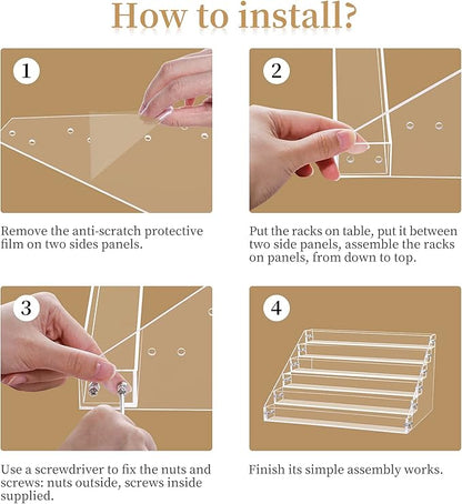 Benbilry 6 Tiers Acrylic Nail Polish Organizer 72 Bottles Essential Oil Stand Clear Holder Sunglasses Eyeglasses Display Makeup Organizer(6 Tiers)