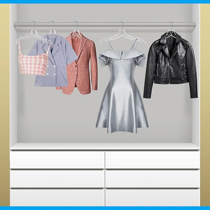 12 Pack Clear Plastic Hangers, 16.7 Inch Heavy Duty Hangers Clear Acrylic Hanger with 360 Swivel Metal Hook and Notches, Dress Hanger for Clothes Coat Shirts Dresses