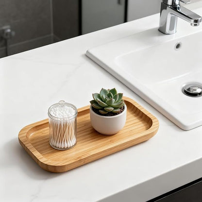 Bamboo Vanity Tray, Bathroom Counter Tray, Toilet Tank Tray, Bathroom Tray for Organizing and Home Decor, 7.9 x 5.1 x 0.8 inch