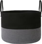 JMvicyroam 65L Extra Large Blanket Basket for Living Room - Woven Cotton Rope Laundry Hamper with Reinforced Handles - Storage Bin for Pillows, Comforters & Toys - Machine Washable,Black&Grey