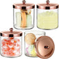 SheeChung 4 Pack 50 Oz Large Apothecary Jar with Rose Gold Rust-Proof Lid - Shatterproof Plastic Laundry Pods Container - Chic Rose Gold Bathroom & Vanity Storage Organizer for Scent Beads, Salts