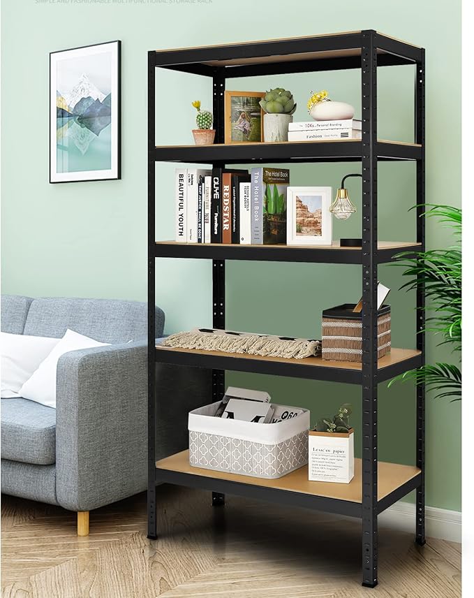 Tangkula 72" Storage Shelves, Heavy Duty Steel Frame 5-Tier Garage Shelf, Metal Multi-Use Storage Shelving Unit for Home/Office/Dormitory/Garage (1, Black)
