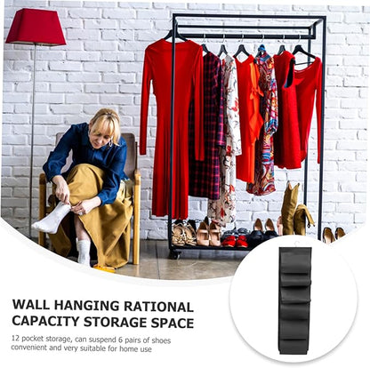MAGICLULU Hanging Non-Woven Shoe Organizer Portable Large Capacity Storage Bag for Home Use Black Adjustable Hooks for Closet and Door Hanging