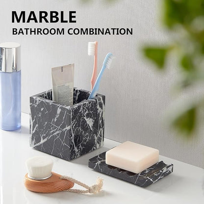 Real Luxurious Natural Marble Soap Dish for Shower,soap Dish for Bathroom,Non-Ceramic/Non-Resin Stone soap Tray（Black）