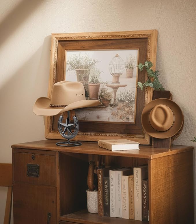 Hat Stand, Cowboy Hat Display, Western Table Decor, Metal Horseshoe Hat Stand, Cowboy Hat Holder, Cowboys Gifts for Men, Desk Hat Rack for Fedora, Sun Hat, Straw Hat, Helmet, 2 Packs, Gunmetal Grey