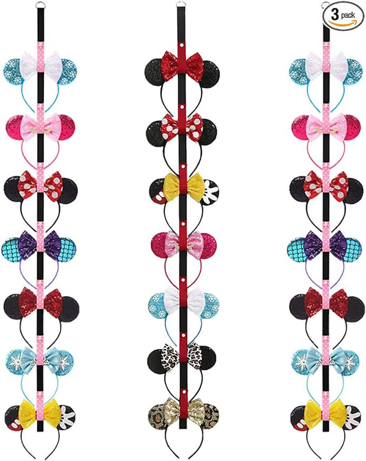 Fancheer 3Pcs Mouse Ears Headband Holder Hair Accessories Storage Headpiece Hanger Organizer Hanging Wall Display Decor