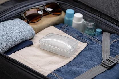 American Comb Travel Soap Box with lid - Clear White - Perfect for Traveling, Gym, or Storage. Made in The USA.