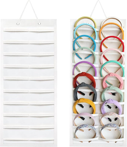 SMUK Hanging Headband Holder Organizer for Girls, Wall-mount Headband Storage Display for Women, Head Band Hair Accessories Organizer On Wall, Door, Wardrobe