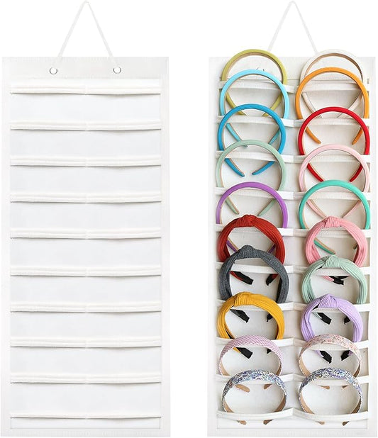 SMUK Hanging Headband Holder Organizer for Girls, Wall-mount Headband Storage Display for Women, Head Band Hair Accessories Organizer On Wall, Door, Wardrobe