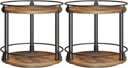 YATINEY Spice Rack, Set of 2 Lazy Susan Organizer, 2-Tier Turntable Organizer, Rotating Spice Rack Organizer For Cabinet, Compact and Versatile, for Kitchen Countertop, Rustic Brown SR22L2BR