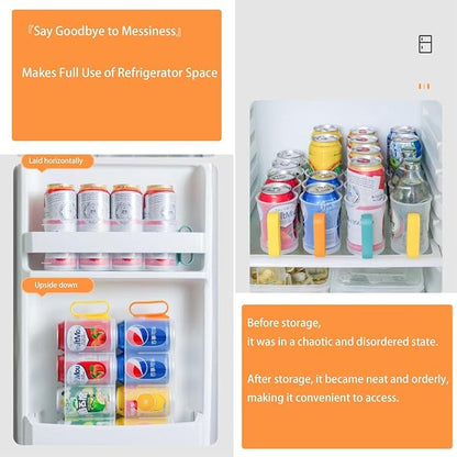 Soda Can Organizer，Can Storage Box with Handle Transparent Reusable for Fridge Pantry Freezer Kitchen(Orange)