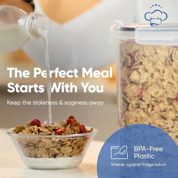 Set of Storage Box - Lunch Box, 8 Labels, Set of Spoons and Marker, Flour Box - BPA-Free Plastic Box (4 L) - Chef's Path (4)