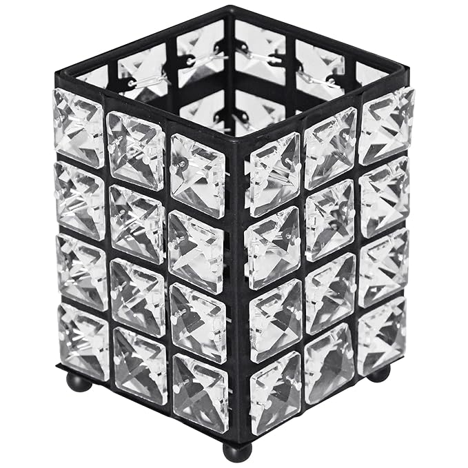 Miaowater Makeup Brush Holder Organizer Cosmetic Brushes Storage Eyeliners Eyebrow Pencil Container Cup (Square, Black)