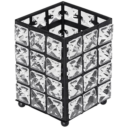 Miaowater Makeup Brush Holder Organizer Cosmetic Brushes Storage Eyeliners Eyebrow Pencil Container Cup (Square, Black)