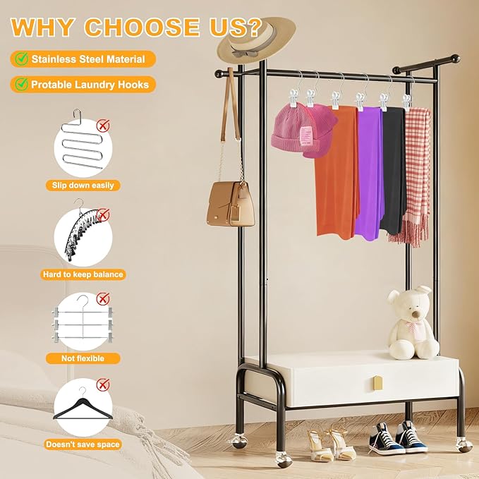 20 Pack Trouser Hangers w/Rubber Coated, Portable Hanger Clips for Travel, Leggings Organizer for Closet Space Saving, Holds Hats Boots Skirts Shorts Jeans (White)