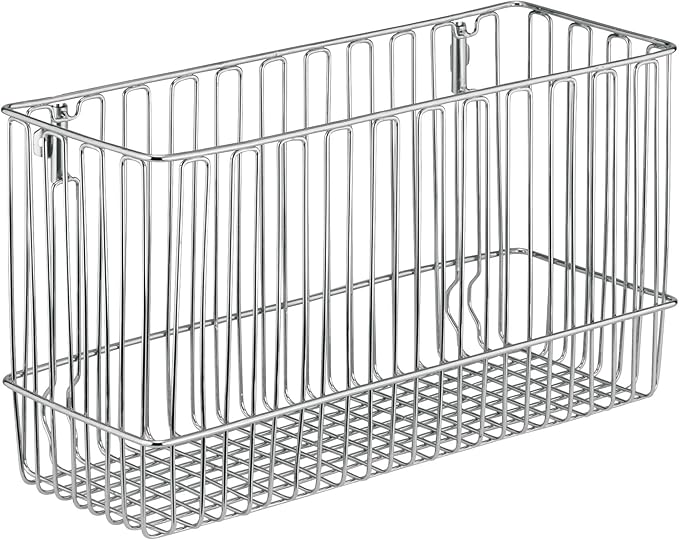iDesign Classico Steel Wire Over-The-Cabinet Door Hanging Storage Basket - 5.2" x 11.4" x 13.4", Chrome