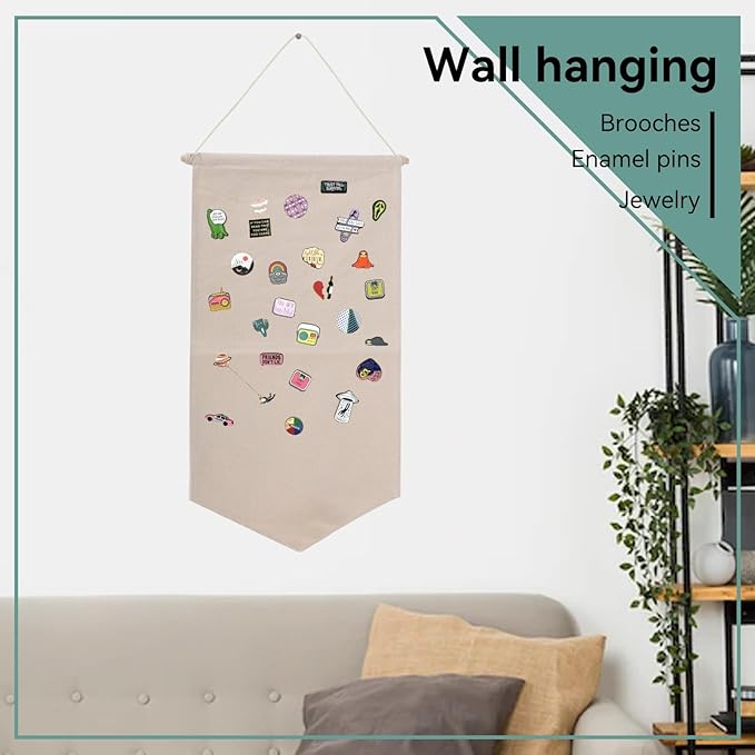 Cyrank Hanging Brooch Pin Storage Organizer, Enamel Pin Wall Display Banner Wall Hanging Brooch Jewelry Storage Case for Display Pins, Buttons and Lapel Collections
