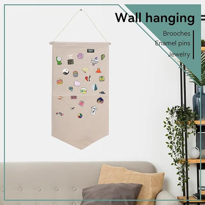 Cyrank Hanging Brooch Pin Storage Organizer, Enamel Pin Wall Display Banner Wall Hanging Brooch Jewelry Storage Case for Display Pins, Buttons and Lapel Collections