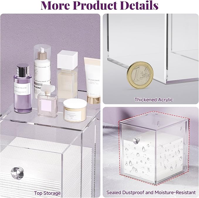 Delamu Clean Skin Club Face Towels Holder, Stackable Acrylic Organizer Compatible with Clean Skin Club Towel XL, Bathroom Vanity, Dresser Holder, Dustproof Multipurpose for Makeup, Skincare, Clear