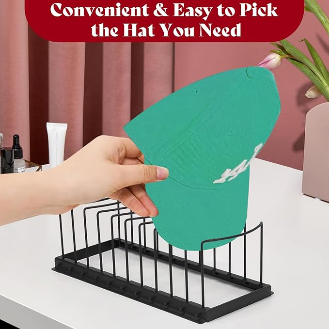 Outamateur Hat Organizer for Baseball Caps,Hat Holder for 10 Baseball Caps,Tabletop Hat Rack Stand,for Bedroom, Closet, Dresser, Office, Store, 2Pack