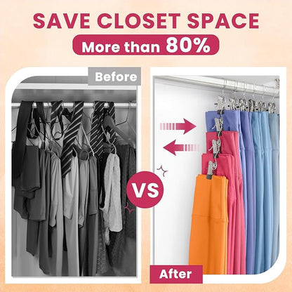 12 Pack Pants Hangers with Clip,Legging Organizer for Closet Hanging, Space Saving Yoga Pants Hangers Clip Hangers Closet Organization,Closet Organizers and Storage for Jeans,Shorts,Skirts,Hats