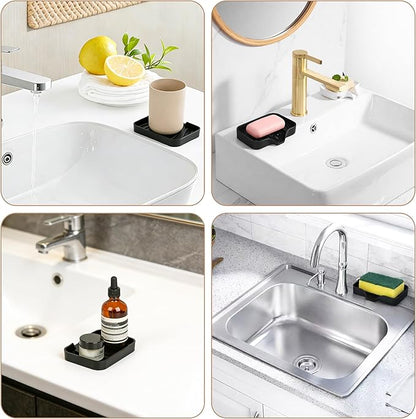 2-Pack Self-Draining Silicone Soap Dish - Anti-Slip Bar Soap Holder for Shower, Bathroom & Kitchen