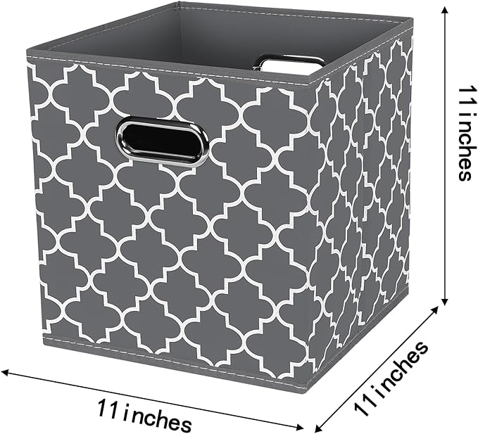 Fabric Cloth Storage Bins,Fabric Cube Organizer with Dual Handles Foldable Cube Storage Baskets for Home Bedroom Storage,Set of 3,(Gray Light)