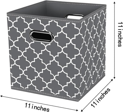 Fabric Cloth Storage Bins,Fabric Cube Organizer with Dual Handles Foldable Cube Storage Baskets for Home Bedroom Storage,Set of 3,(Gray Light)