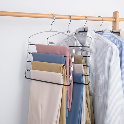 Multi-Layer Metal Pants Hangers, 6 Pack, 5 Swing Arms, Non-Slip