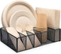 Dysanvica Metal Paper Plate Holder - Utensil Silverware Caddy for Kitchen Counter Cabinet Cutlery Flatware Organizer Storage Dispenser Box for Plastic Spoon Fork Plates Napkins Cup Party Camping Black