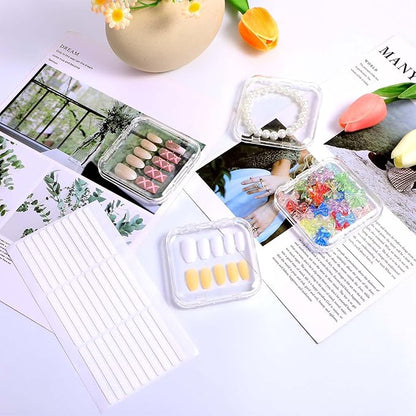 30pcs Press on Nail Storage Box with 60 Pcs Adhesive Double Sided Tape Acrylic Nail Display Boxes Artificial False Nail Box Organizer Fake Nail Case Transparent Nails Packaging Boxes for Nail Salon